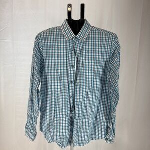Express‎ Men's Light Blue Plaid Long Sleeve Button-Up Shirt Size:M